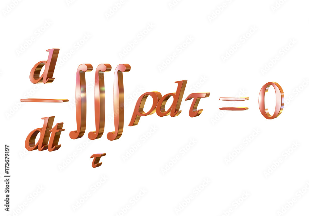 Scientific background. The integral law of conservation of mass, 3D illustration Scientific background. The integral law of conservation of mass, 3D illustration