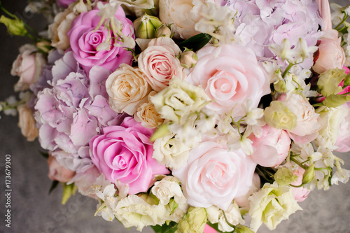 Close up bouquet of beautiful and colorful flowers