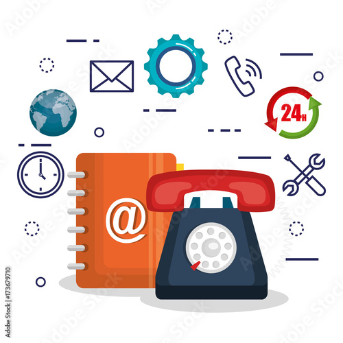 customer service flat settings vector illustration design