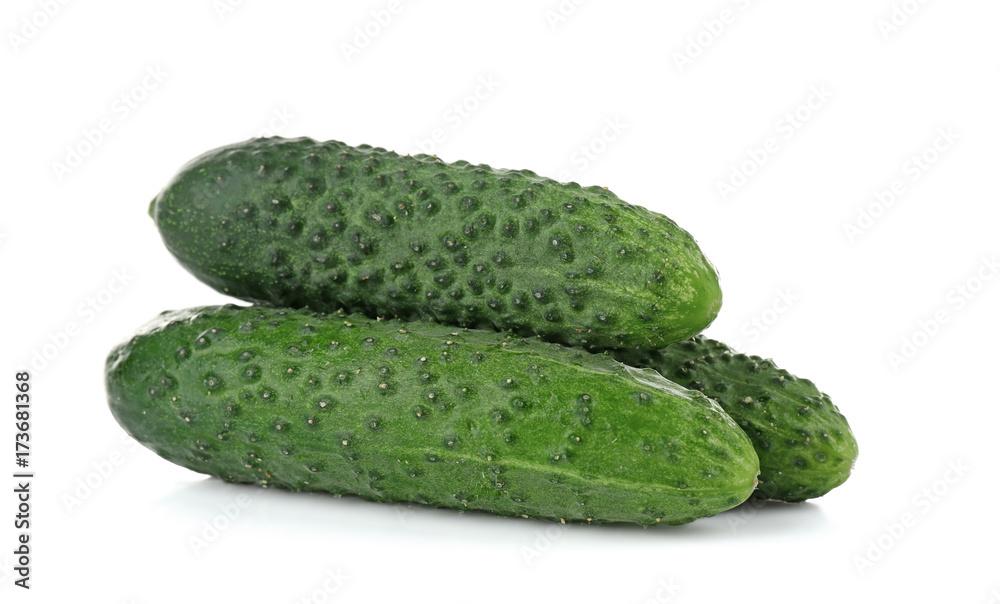 Fresh cucumbers on white background Fresh cucumbers on white background