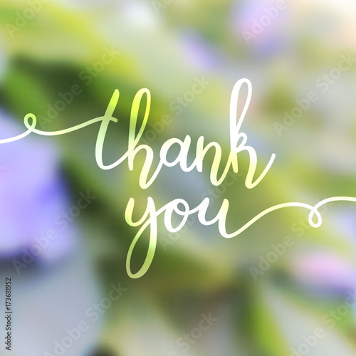 thank you lettering, vector handwritten text, card template