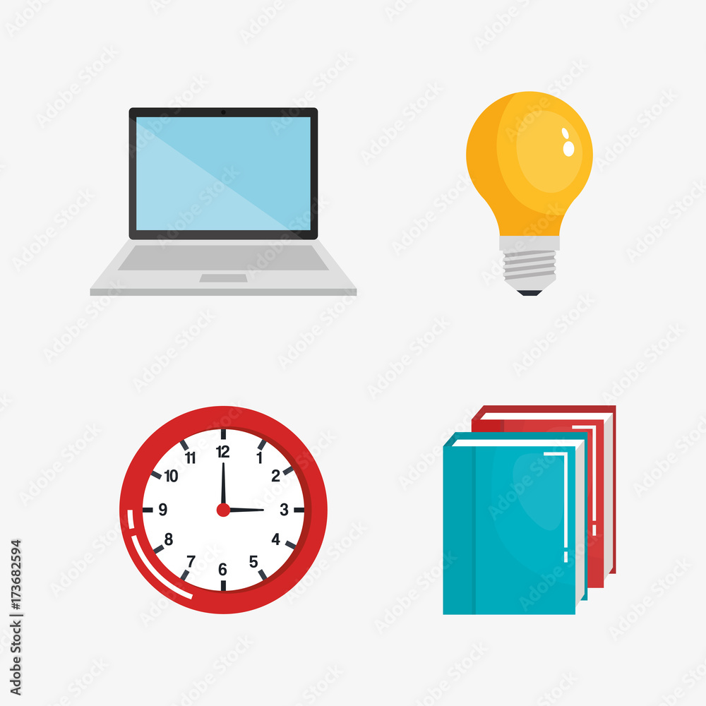 education tools set icons vector illustration design