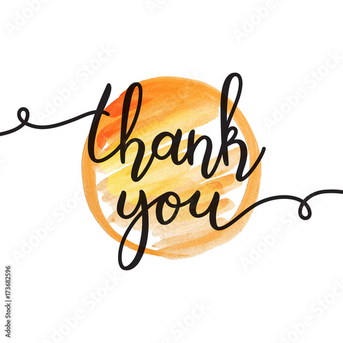 thank you lettering, vector handwritten text, card template