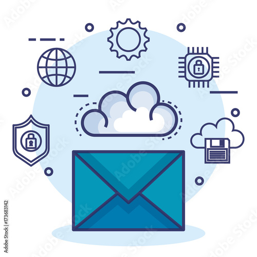 cloud computing set flat icons vector illustration design