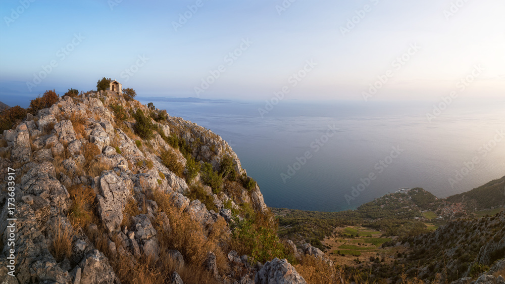 Sveta Nedjelja Village from the Top of Sveti Nikola - the Highest Mountain on Hvar Island, Dalmatia, Croatia