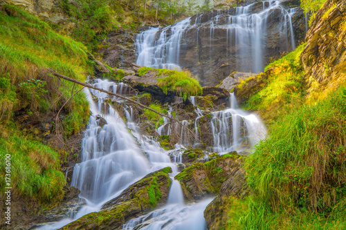 Waterfall in Val D'Aosta, Italy, Lenteney La Salle.; photo