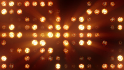 The wall of incandescent lamps is bright orange. LED background