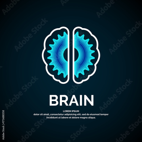 Vector logo brain color silhouette on a dark background.