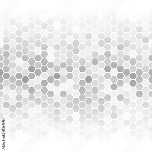 Vector illustration of different shade gray hexagon cells background.