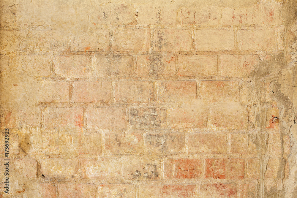Obraz premium old brick wall old texture of beige stone blocks closeup