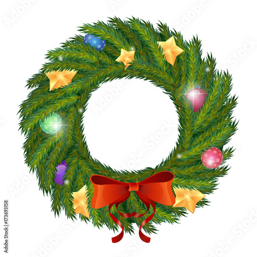 Vector Green Christmas wreath with