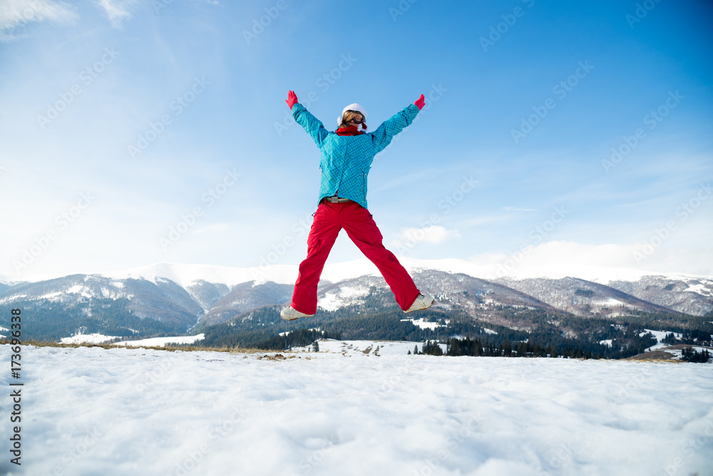 Young woman on jumping
