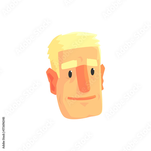 Young blond man face avatar, positive male character cartoon vector illustration