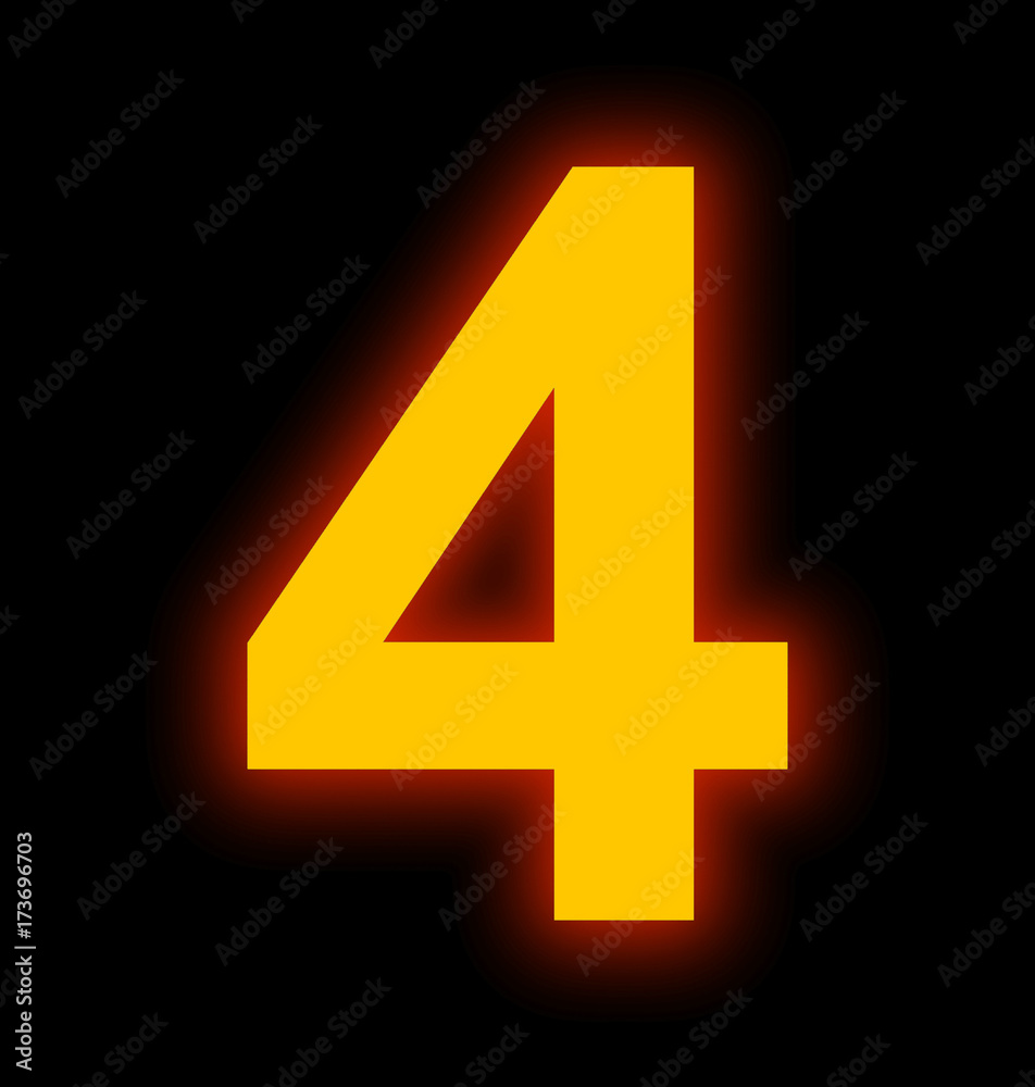 number 4 neon light full isolated on black number 4 neon light full isolated on black