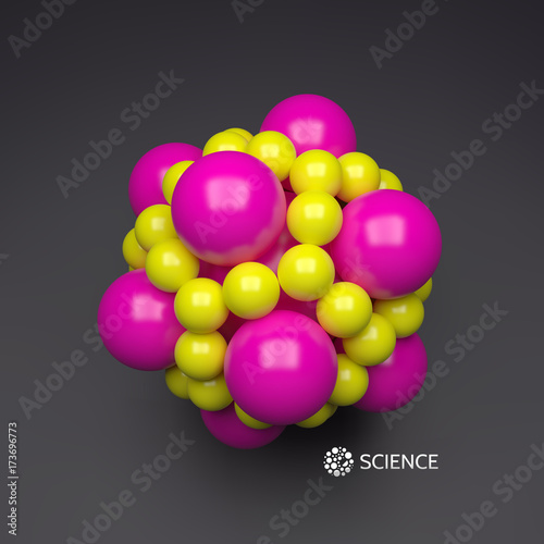 3D molecule. Molecular structure. Vector illustration for science.