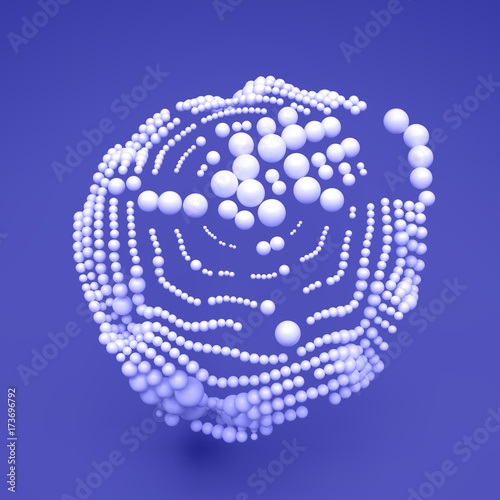 3D sphere composition. Many balls in empty space. Abstract background. Vector illustration. Generative art.