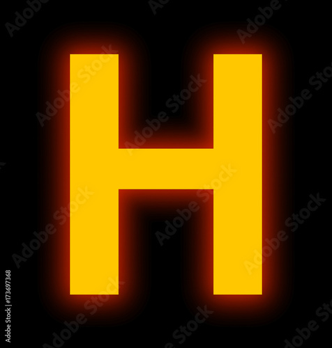 letter H neon light full isolated on black photo