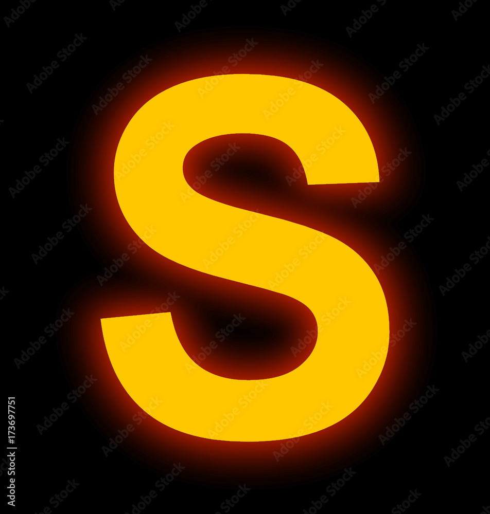 Naklejka premium letter S neon light full isolated on black