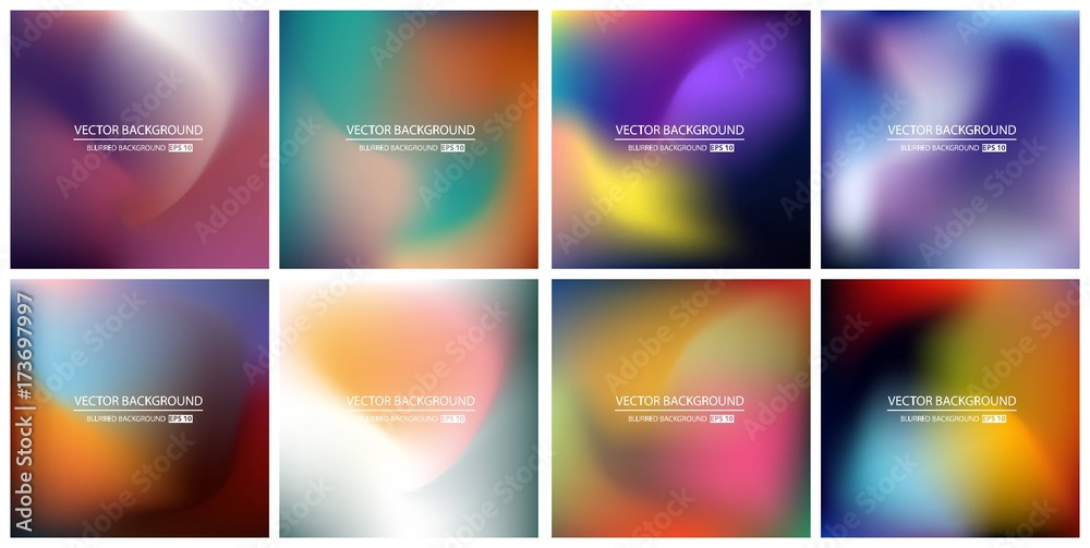 Abstract Creative concept vector multicolored blurred background set. For Web and Mobile Applications, art illustration template design, business infographic and social media, modern decoration
