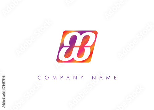 The logo is in the form of two letters w. Multicolored. The logo is in the square. Vector illustration