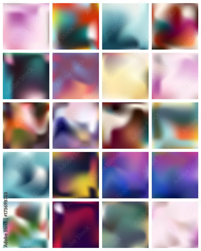 Abstract Creative concept vector multicolored blurred background set. For Web and Mobile Applications, art illustration template design, business infographic and social media, modern decoration