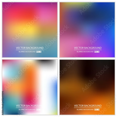 Abstract Creative concept vector multicolored blurred background set. For Web and Mobile Applications, art illustration template design, business infographic and social media, modern decoration
