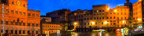 Campo square at night in Siena, Italy