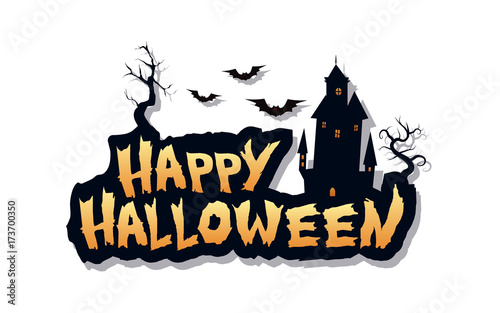 Happy Halloween text design background. Vector design lettering illustration in eps10
