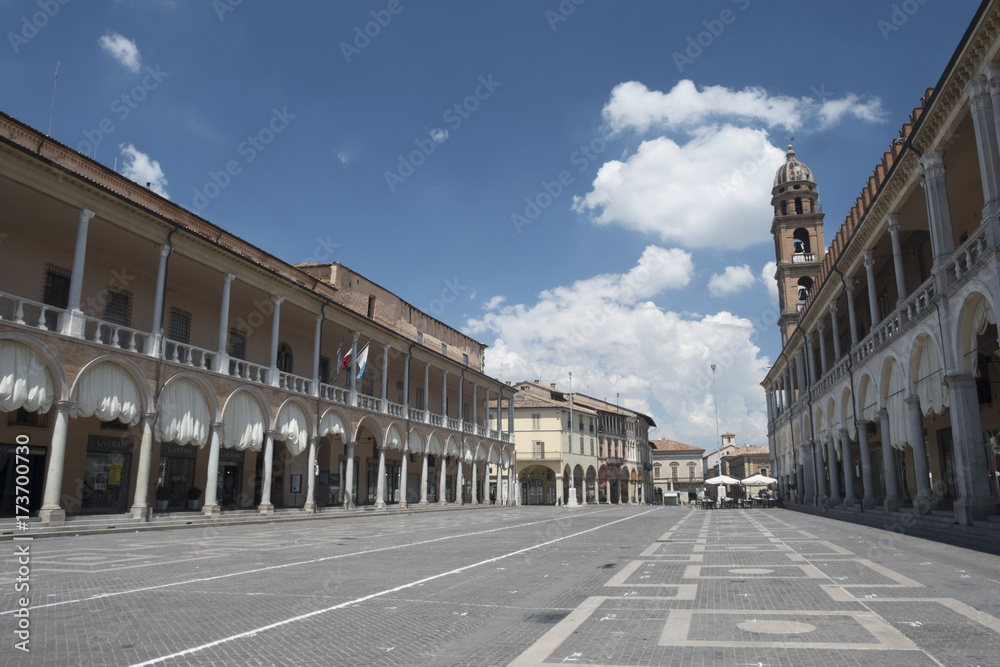 Faenza (Italy): historic buildings in Piazza del Popolo