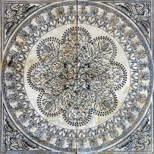 floor tiles surface ornament flower pattern