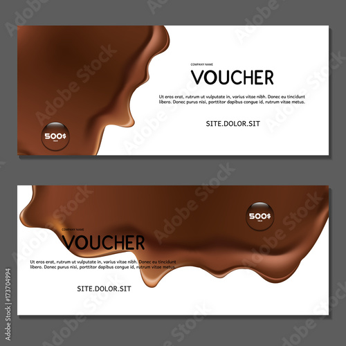 Gift voucher. Vector. Liquid chocolate. 