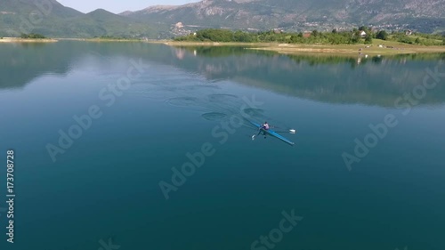 Aerial view of Rowing boat on lake
