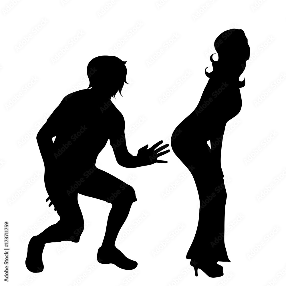 Vector silhouette of couple on white background. Vector silhouette of couple on white background.