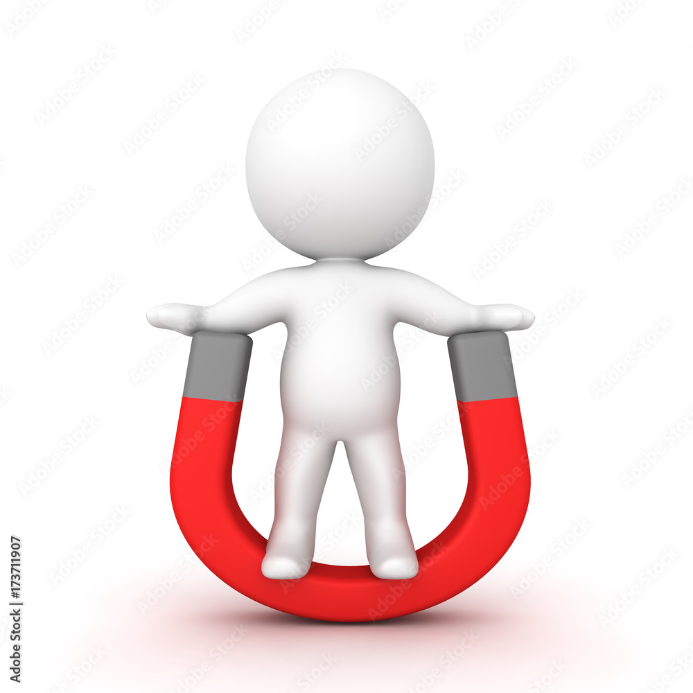3D Character sitting inside of a horseshoe magnet 3D Character sitting inside of a horseshoe magnet