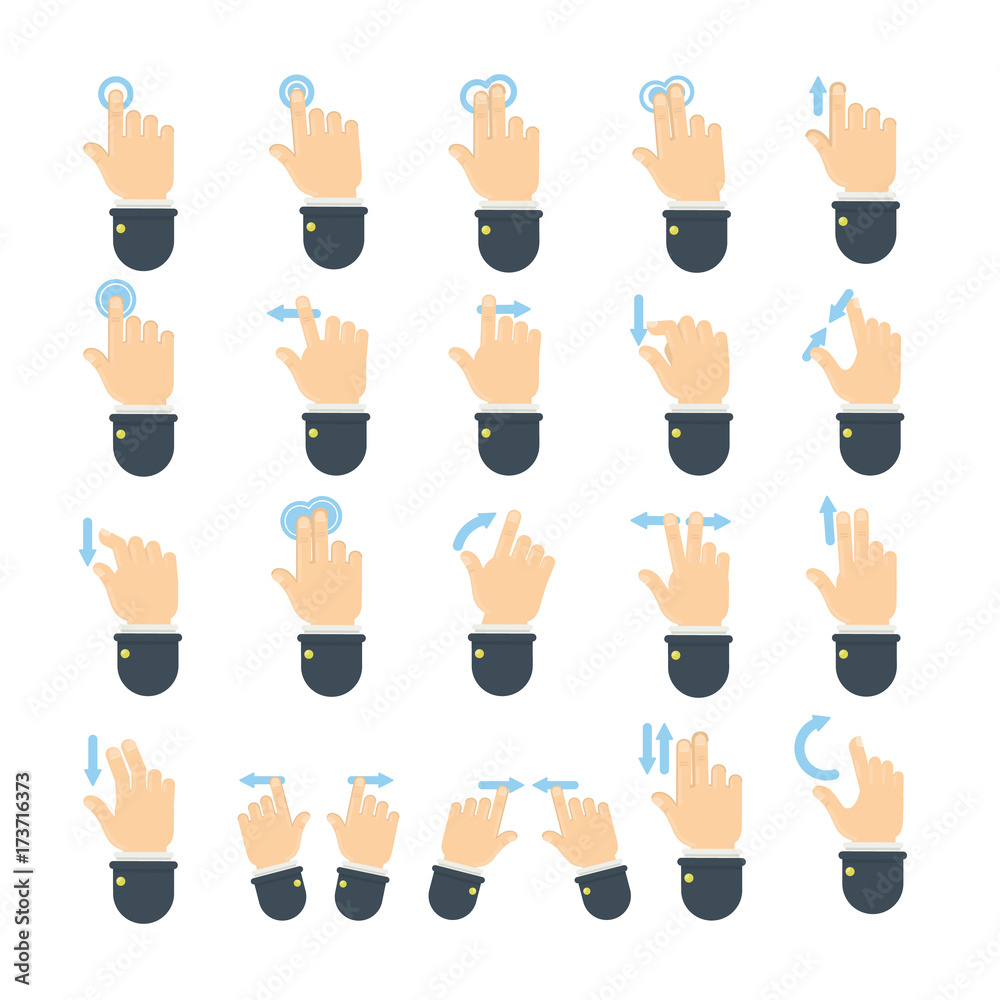 Hand gestures set. Hand gestures set.