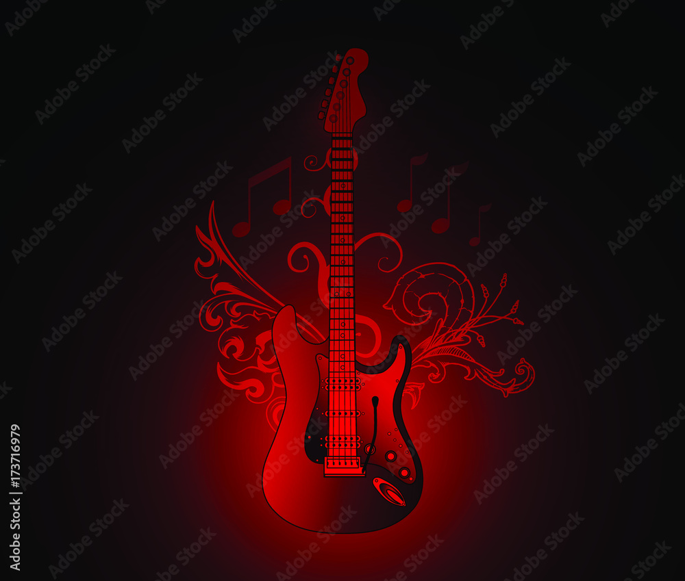 abstract red electric guitar wallpaper Stock Vector | Adobe Stock