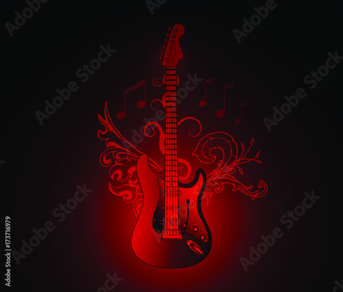 abstract red electric guitar wallpaper