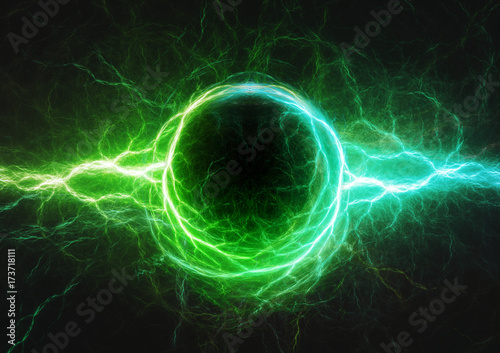 Blue and green lightning, plasma and electric power