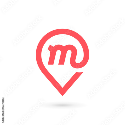 Letter M geotag logo icon design template elements