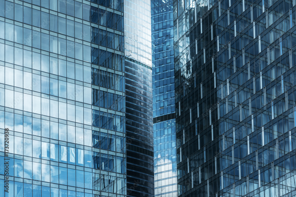 Reflection of a building in the windows of a large business building Reflection of a building in the windows of a large business building