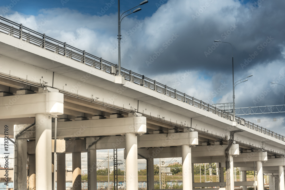 concrete road of viaduct in moscow russia outdoor. concrete road of viaduct in moscow russia outdoor.