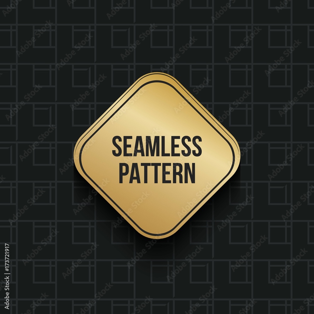 Abstract concept vector monochrome geometric pattern. Dark blue, gold minimal background. Creative illustration template. Seamless stylish texture. For wallpaper, surface, web design, textile, decor.