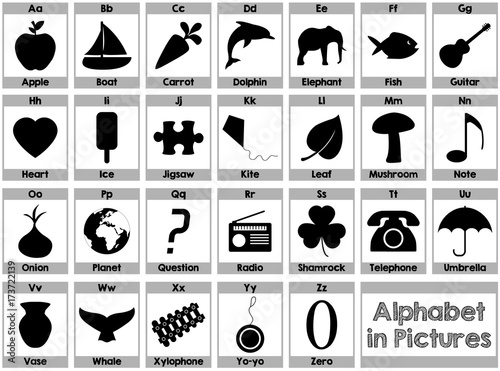 Detailed illustrations of every letter in the alphabet.