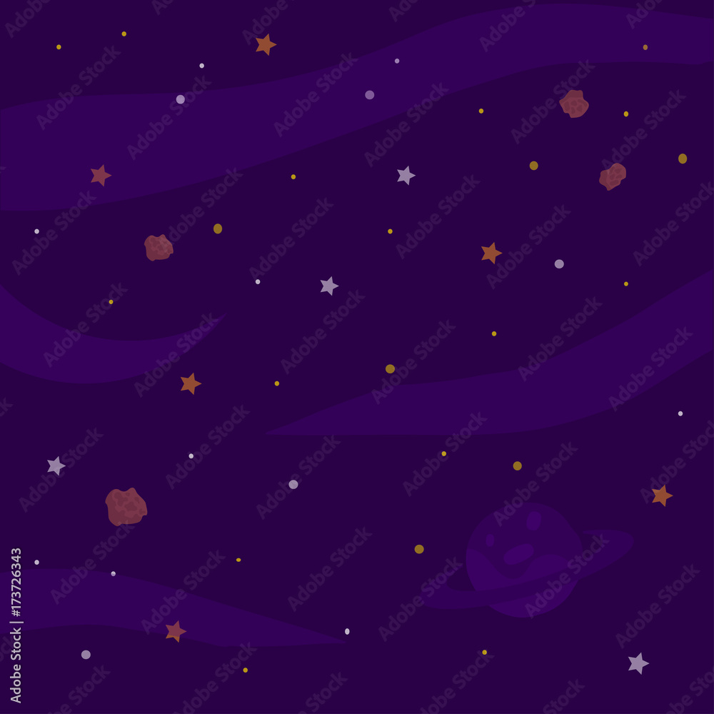 Space background with planet, starry sky Vector illustration