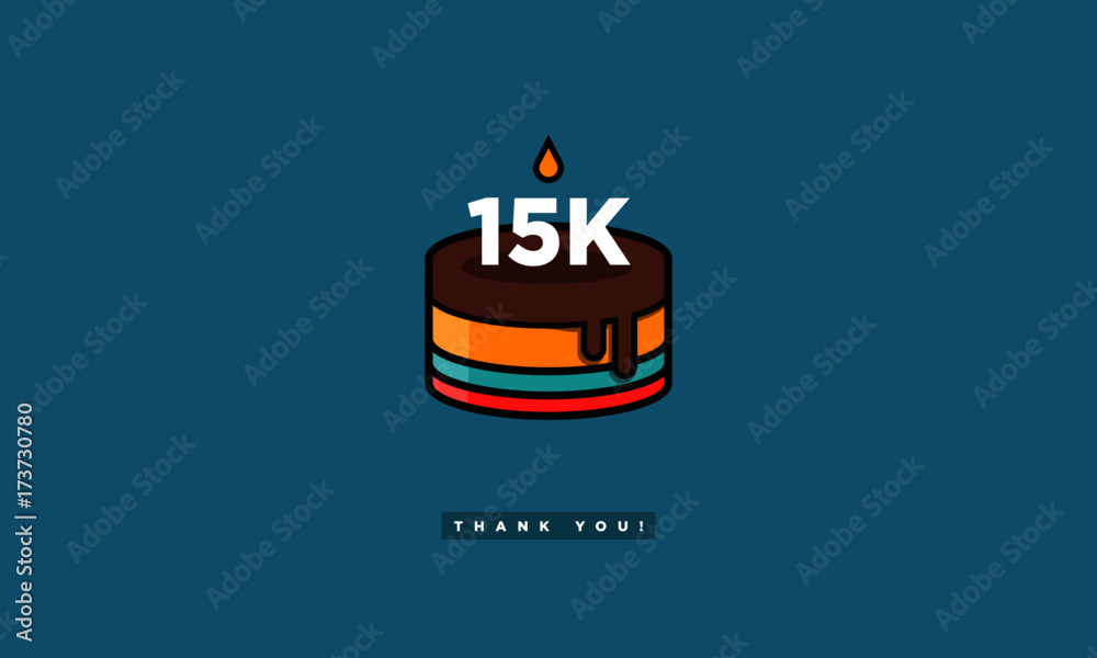 Birthday Cake for 15 Thousand Likes! (Vector Design Template For Social Networks Thanking a Large Number of Subscribers or Followers) 15000 Birthday Cake for 15 Thousand Likes! (Vector Design Template For Social Networks Thanking a Large Number of Subscribers or Followers) 15000