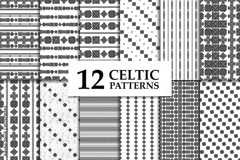 Fototapeta premium Celtic knot seamless pattern set
