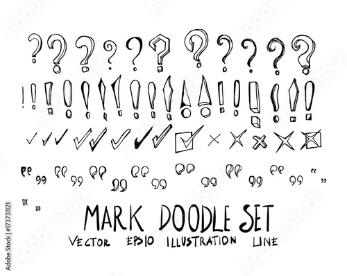 Set of mark doodle illustration Hand drawn Sketch line vector eps10