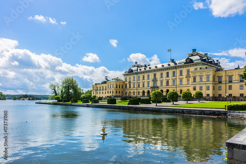 External view of Drottningholm Palace in Stockholm, Sweden. Drottningholm Palace is a UNESCO World Heritage site. It is the most well-preserved royal castle built in the 1600s in Sweden. photo