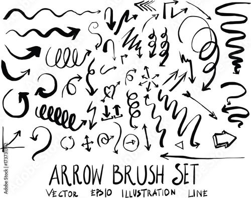 Set of arrow brush doodle illustration Hand drawn Sketch line vector eps10