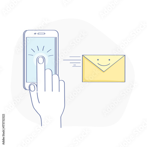 Send mail, Push notification, send message, e-mail in one click from mobile phone